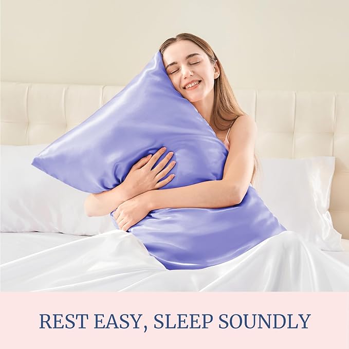 BEDELITE Satin Pillowcase for Hair and Skin, Super Soft and Cooling Similar to Silk Pillow Cases 2 Pack with Envelope Closure, Gift for Women Men(20"x36" King Size, Lilac)