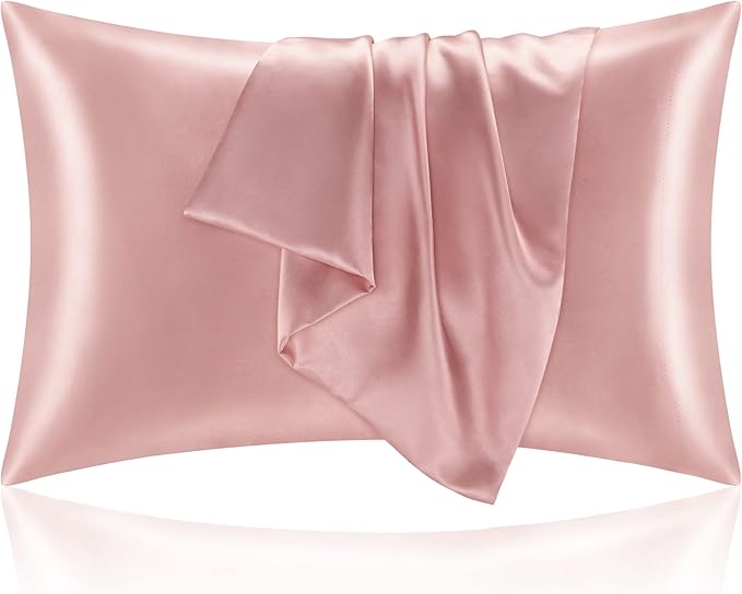BEDELITE Satin Pillowcase for Hair and Skin, Super Soft and Cooling Similar to Silk Pillow Cases 2 Pack with Envelope Closure, Gift for Women Men(20"x40" King Size, Rose Pink)