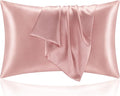 BEDELITE Satin Pillowcase for Hair and Skin, Super Soft and Cooling Similar to Silk Pillow Cases 2 Pack with Envelope Closure, Gift for Women Men(20"x26" Standard Size, Rose Pink)