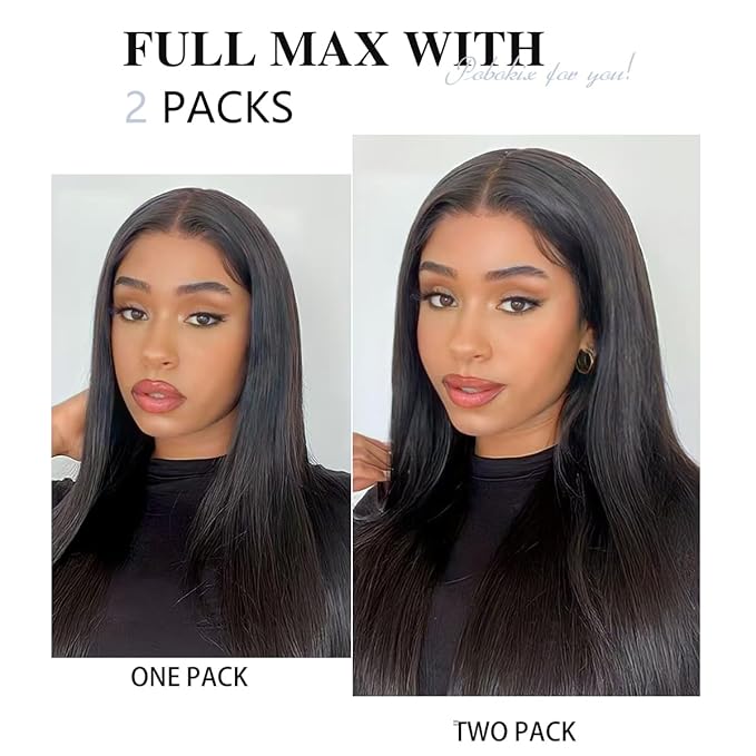 Straight Clip in Hair Extensions Real Human Hair 2 Pack 240g Seamless Clip in Hair Extensions for Women Full Max with 16Pcs PU Skin Weft 20inch Natural Black