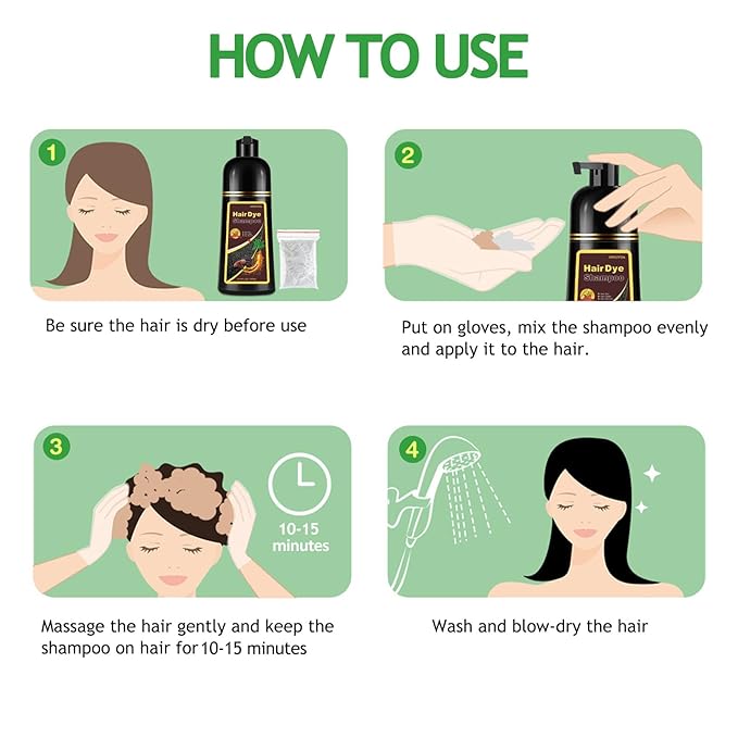 Hair Dye Shampoo 3 in 1, Dark Brown Hair Dye 16.9 FL Oz, Hair Shampoo, Semi-Permanent Hair Color Shampoo, Lasts 30 Days (Dark Brown)