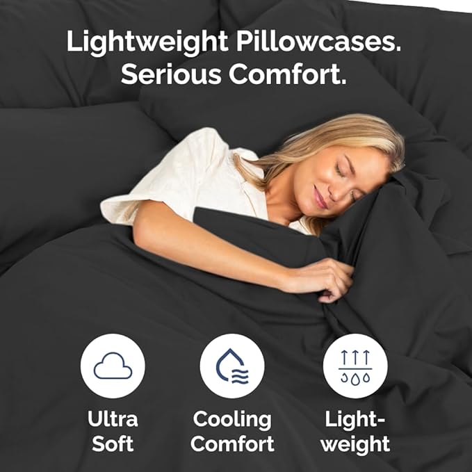 King Pillow Cases Set of 10 - Ultra Soft Hotel Quality Pillowcase Covers - Comfy & Wrinkle Free - Shrink, Stain and Fade Resistant - Easy-Care, Machine Washable Pillow Protectors - 10 Pcs Set - Black