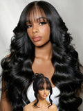 YIROO Pre Everything 13X4 HD Lace Front Real Scalp Glueless Wig Human Hair Wigs Loose Body Wave with Face Framing Curtain Bangs Pre Plucked Pre Cut Lace Pre Bleached Knots Wig Bye Bye Knots 20Inch