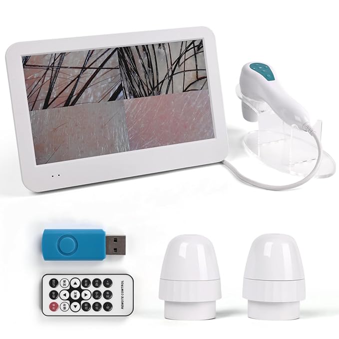 Scalp and Skin Analysis Machine, 12 Inch Digital Scalp Camera with 50x/200x Lenses, Rechargeable Skin Health Detection Use for Home, Spa and Salon