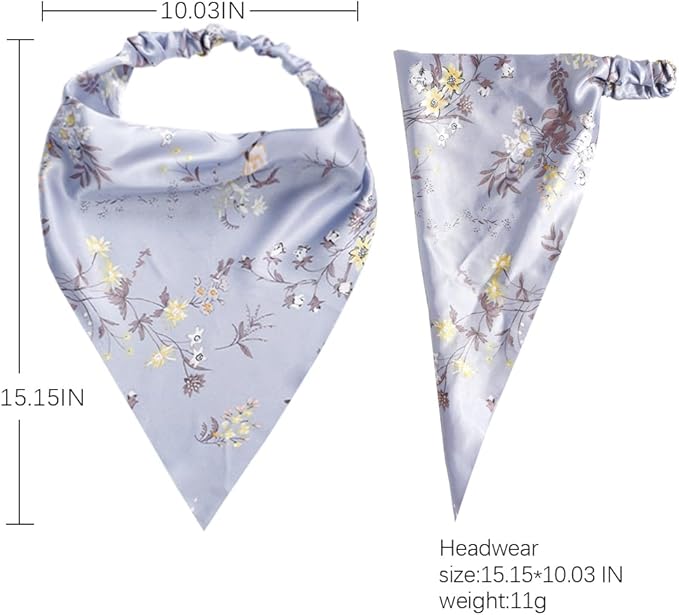 6 Pack Hair Scarf Headband for Women Elastic Bandana Head Scarf Large Boho Triangle Kerchief with Clips Non Slip Scarves