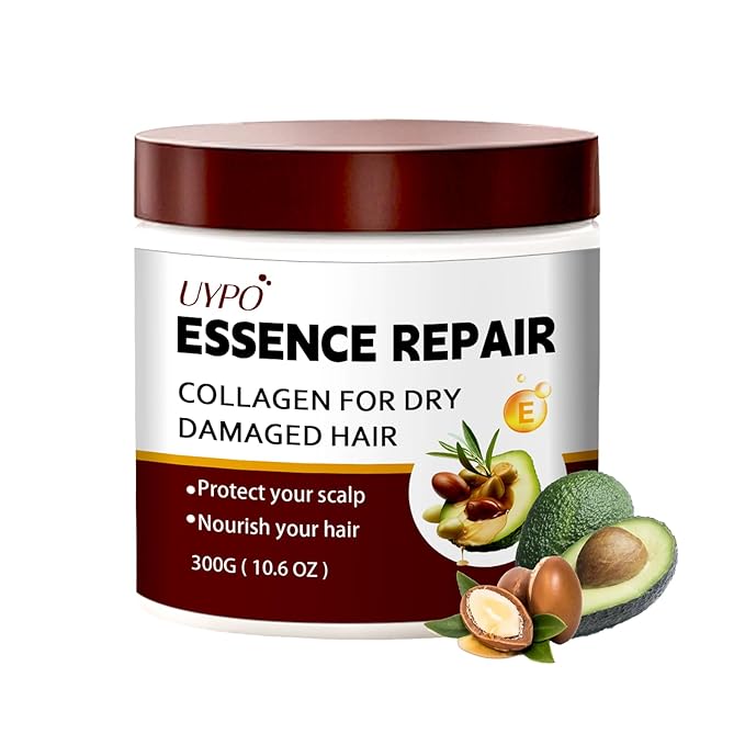 Collagen Hair Treatment for Deep Conditioning, Hair Mask for Dry Damaged Hair, Keratin Hair Treatment with Moroccan Argan Oil, Avocado Oil, Calendula & Gentian Extract, Nourishing Repair (1pc)