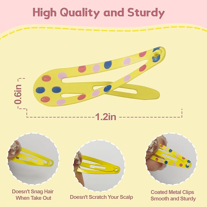 Premium Snap Mini Hair Clips - Kids Metal Non Slip Hair Bow Clips for Girls Toddlers Hair Accessories (Colorful 30 Colors)