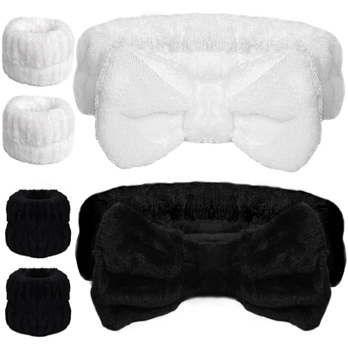 WSYUB Spa Wristbands and Headband Set for Face Washing, Self Care Gifts for Women & Teen Girls