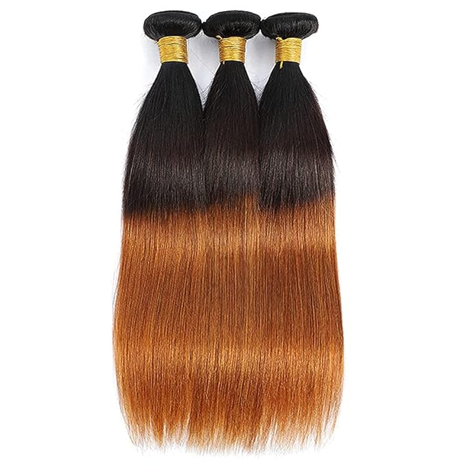 1B30 Bundles Human Hair Ombre Brown Body Wave Bundle Virgin Remy Hair 3 Bundles 24 26 28 Inch Niegmeag Double Weft Soft and Silky 2 Tone Black and Light Brown Bundle 300g