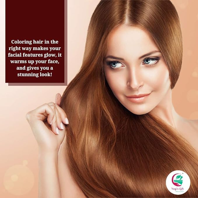 YOGI'S GIFT Henna Powder for Hair Color/Dye (500 Grams /1.1 Lb) - 100% Pure & Natural Red Hair Color - With High Lawsone Content - For Normal Hair, Red Hair Color - Includes FREE GLOVES and HEAD CAP