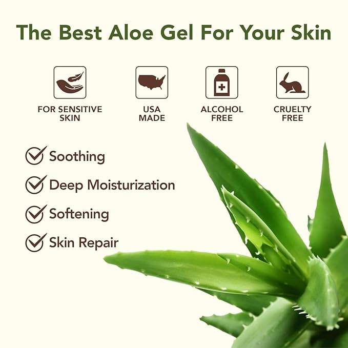 Green Leaf Naturals Amazing Aloe Vera Gel - Freshly Cut, 100% Pure Aloe, Premium Quality, Vegan, Unscented - Natural Sunburn Relief, After Shave, Skin, Face & Hair Care (two 8oz bottles) 16oz