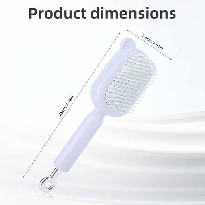 Retractable Air Cushion Massage Comb for Woman, Comfortable Self-Cleaning Detangling Hair Clean Brush with Pull Ring Anti-Static Comb for All Hair Types (Blue)