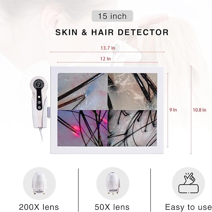 Professional 15-Inch Scalp Camera for Beauty Salons – High-Resolution Hair and Scalp Analysis Device with Image Storage, Easy Assembly, Durable Build, Ideal for Client Consultations & Head Spa