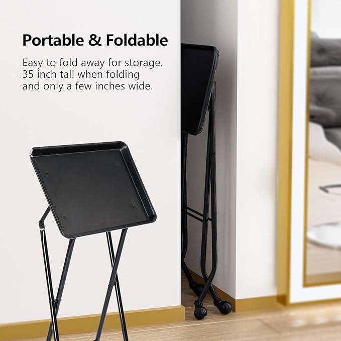 OmySalon Salon Tray on Wheels Folding Color Trays for Salon, Aluminum Tattoo Tray Rolling Trolley Cart Mobile Hair Cart for Stylist Hairdresser, Beauty Spa Service Storage Station