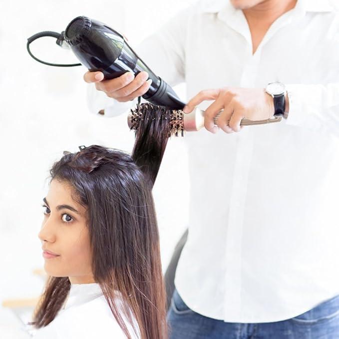 Round Barrel Anti-Static Hair Brush with Boar Bristles, Nano Thermal Ceramic Ionic Tech | For Extra Shine | Protect Hair, Enhance Texture, For Straightening & Drying (1 1/4 inch)