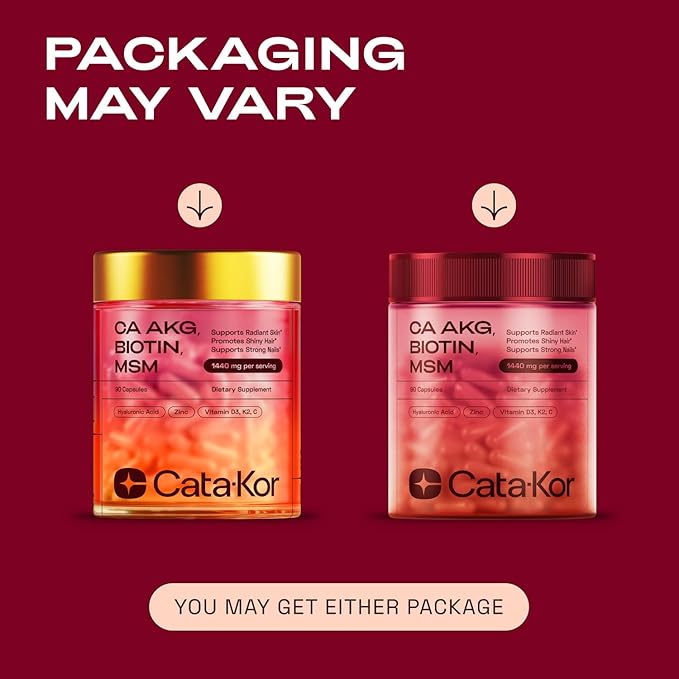 Hair Skin and Nails Supplement with Ca AKG | MSM | Hyaluronic Acid | Biotin | Vitamin C & Vitamin D3 K2 – Supports Radiant Skin, Promotes Shiny Hair & Strong Nails – 90 Capsules (1 Pack)