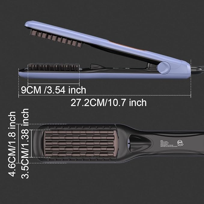 JINRI Hair Iron, Hair Brush, Pumped-Up Volume, Adjustable Temp, 360 ° Tail Rotation, Lasting Volume, for Short Or Thin Hair, Dual Voltage (100-240V), Volumizing Hair Iron, Blue, 1.38 inch