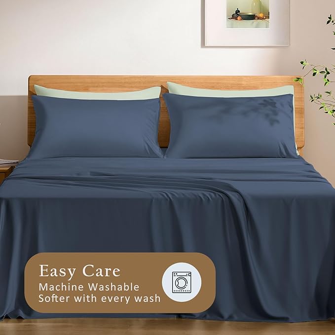 TOSMO Luxury Pillow Case Set of 2-100% Viscose Derived from Bamboo - Oeko-TEX, Silky Soft, Breathale & Cooling Pillow Cases with Envelope Closure (Standard, Slate)