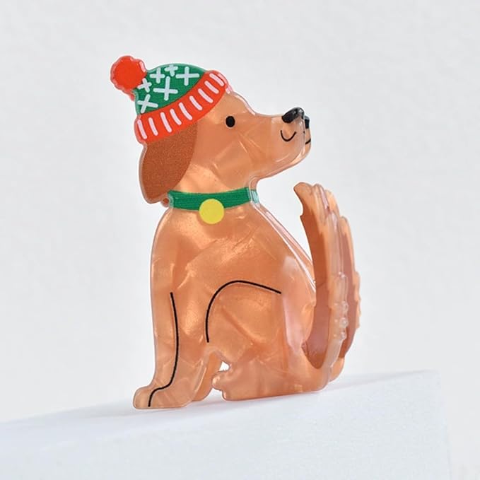 Christmas Hair Clips for Women, Cute Christmas Puppy Hair Claw Clips Funny Strong Hold Dog Jaw Clips with Hat Design Non-slip Animal Winter Hair Barrettes Xmas Hair Accessories Decoration