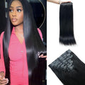 Straight Clip in Hair Extensions Real Human Hair 2 Pack 240g Seamless Clip in Hair Extensions for Women Full Max with 16Pcs PU Skin Weft 20inch Natural Black