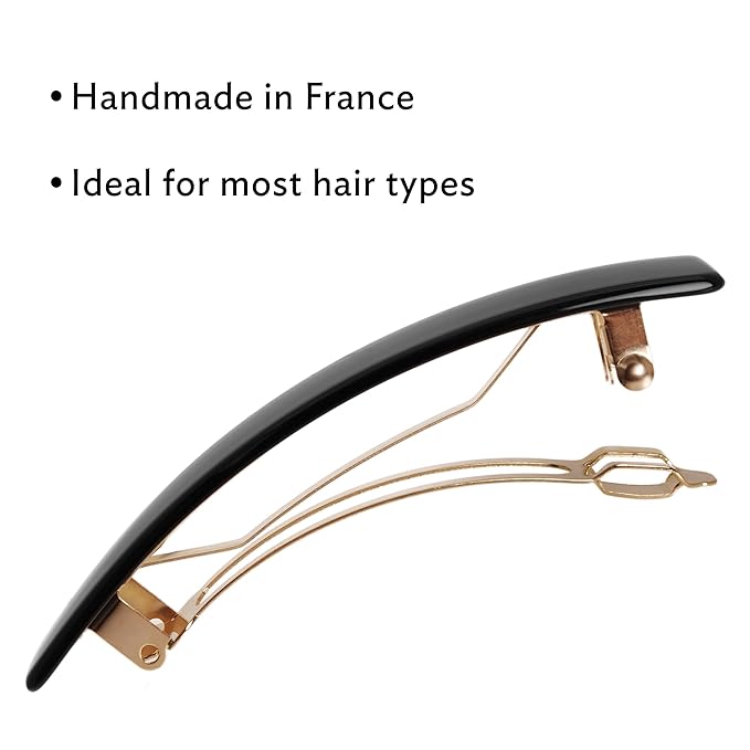 Checkered Hair Barrette for Thin Hair, Classic Rectangle French Barrette for Women, Lightweight and Comfortable, Strong Hold, Chequered Board | France Luxe
