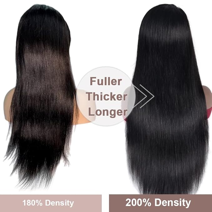 26 Inch 13x6 Lace Front Wigs Human Hair 200 Density HD Full Frontal Lace Straight Wigs Human Hair Pre Plucked with Baby Hair Wigs for Women