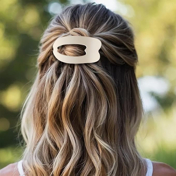 Women Flat Hair Clips,4-Pack French Large Matte Non-Slip Claw Hair Clips for Thick or Thin Hair