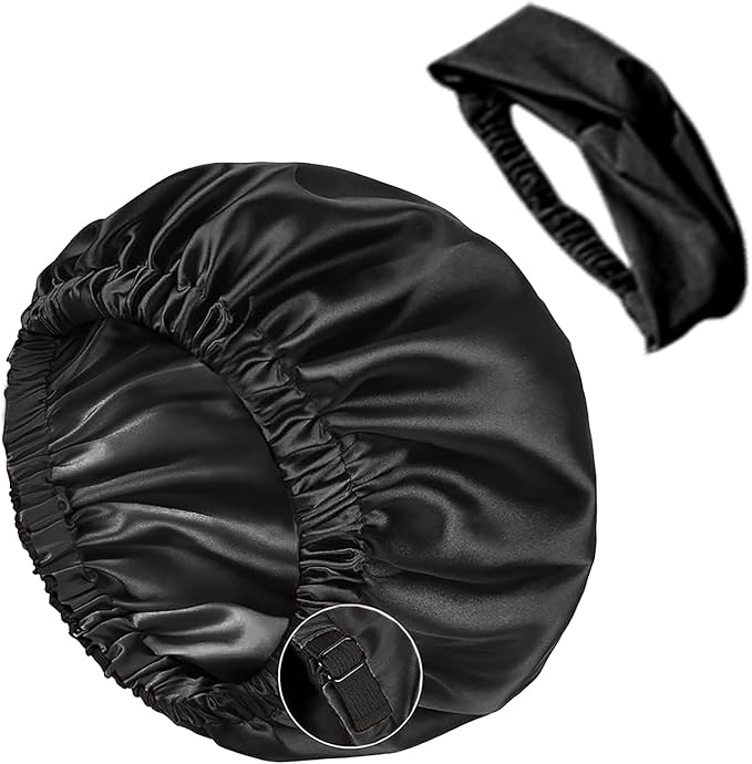 2Pcs Satin Bonnet Silky Bonnets Hair Bonnet For Sleeping Double Layer Curly Hair Sleep Cap Womens Silk Night Hats