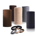 Hair Ties Hair Elastics Bands Seamless Cotton No Damage Thick Curly Hair Long-Lasting Braids Ponytails Holders All Hair Types Pain-Free Hair Accessories Women Men Coffee Colors 50 PCS