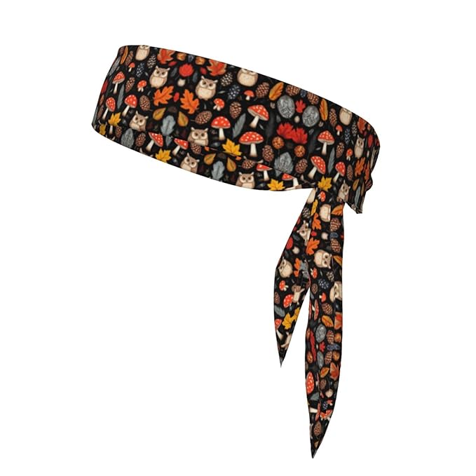 Men Women Novelty Sports Sweat Bands Hair Accessories for Sports Workout Shower, Elastic Multi Style Floral Owls Fall Leaves Mushroom Hair Band Headdress