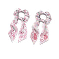 2 Piece Axolotl Elastic Ribbon Bow Hair Ties Pink Cherry Blossom Knotted Bow Satin Ponytail Holder for Women Stylish Scarf Scrunchies with Long Tails