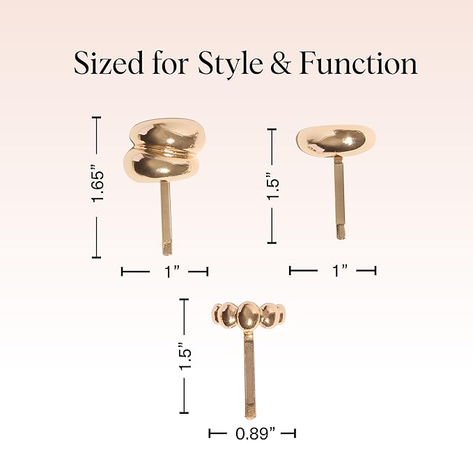 Kitsch Gold Hair Jewelry for Braids - Lightweight Metal Hair Pins for Women - Stackable Gold Hair Accessories for Everyday or Special Occasions | Ideal Gifts for Women - 3pc Set