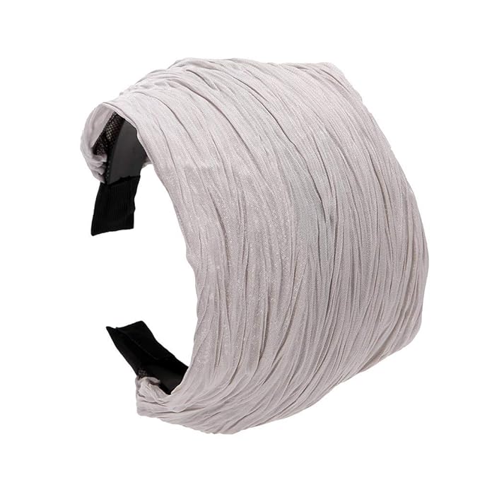 LONEEDY 5 Pack Wide Hard Headband with Teeth for Women, Girls’s Hair Band Pleated Cloth Fabric Hair Hoop Accessories (Mixed colors A)