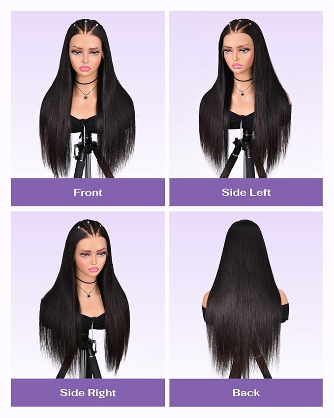 SKINLIKE Real HD Lace Wig 13x6 Full Frontal HD Lace Front Wigs Human Hair Pre Plucked Bleached Knots 180% Density 0.10mm Ultra-thin Invisible Lace Straight Human Hair Wigs For Women 22 Inch