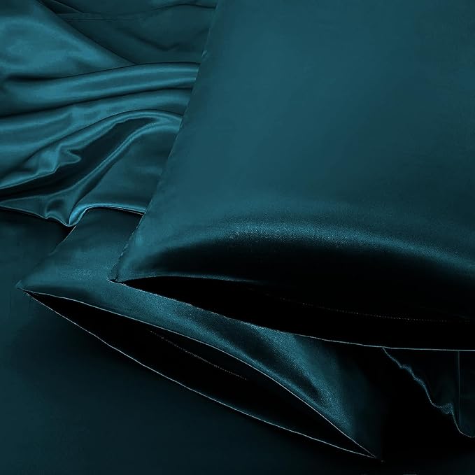 Aormenzy Satin Body Pillow Cover Set of 2, 20x54 Inches Dark Teal Case for Adults, Silky Soft & Cooling Pillowcase With Envelope Closure