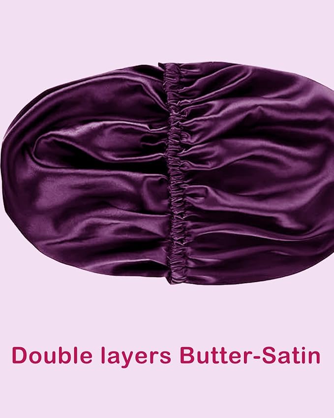 2PACK Satin Bonnet Hair Bonnet For Sleeping Silk Bonnets Womens Silky Night Caps Double Layer Curly Hair Sleep Cap