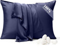 100% Pure Silk Pillowcase 2 Pack for Hair and Skin, Both Sides 23 Momme Grade 6A+ Mulberry Silk Pillowcases with Hidden Zipper, Soft&Smooth Cooling Pillow Cases (Navy Blue, King 20x36)