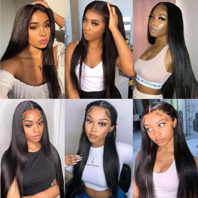 13X6 HD Lace Front Wigs Human Hair Wigs with Baby Hair for Black Women Pre Plucked Straight Brazilian Virgin Hair Lace Frontal Wig Natural Black Color 180% Density 22 Inch