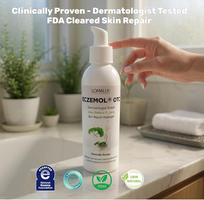 Loma Lux New Eczemol OTC Spray Natural & No Sting Hypochlorous for Eczema, Wounds, Burns, Cuts, Skin Irritation, Radiation Dermatitis, Sunburn, Itchy Skin, for Kids & Adults