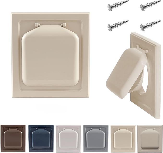 NO-PEST VENT, Exclusive Dual Door Dryer Vent Cover Outdoor 4 inch or Bathroom fan, Made in USA w Highest UV Resistant Plastic in any Outdoor Vent Cover (Tan, 4 inch With 12" Duct Tube)