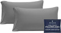 Beckham Hotel Collection Cooling Pillowcases for Hot Sleepers, King Size Set of 2, Cool Bedding, Envelope Closure, Silky Soft, Breathable, Moisture-Wicking, Dark Gray