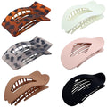 Large Matte Flat Hair Claw Clips for Women, 6 Pcs Non-slip Jaw Clamps, Stylish Matte Hair Accessories for Medium & Thin Hair, Strong Hold Claw Clips for Daily Wear, Shower, Travel