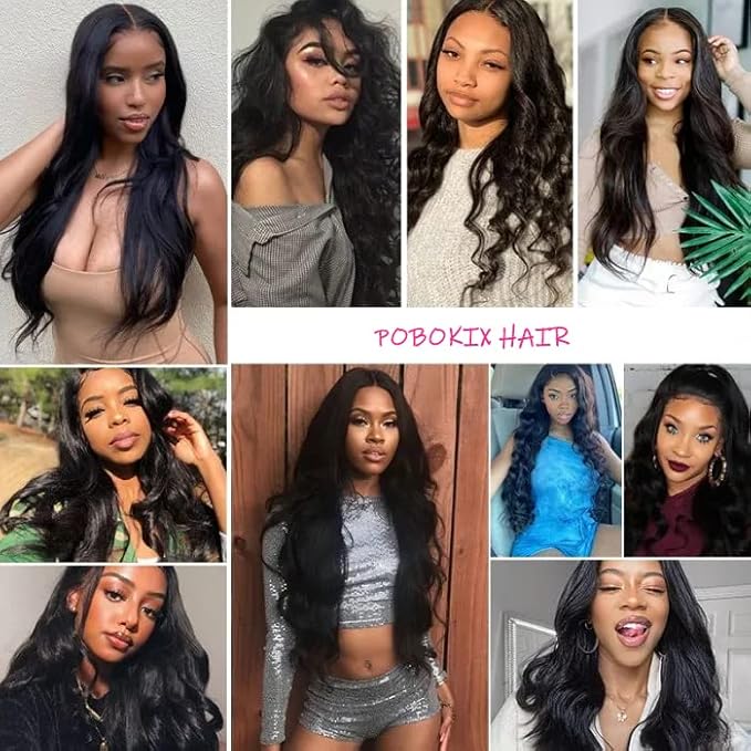 Body Wave Brazilian Clip in Hair Extensions Human Hair 8Pcs Remy Hair Extensions Clip ins for Black Women with 18Clips 120g (20inch, Natural Black)