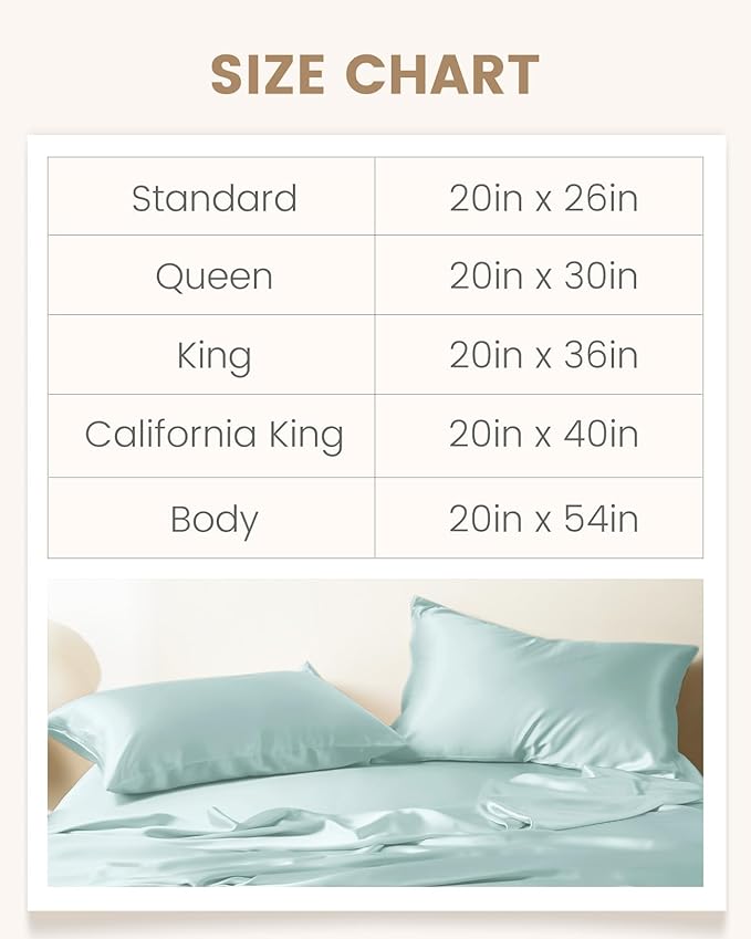 THXSILK 100% Mulberry Silk Pillowcase for Hair and Skin, Grade 6A+ Mulberry Silk Pillow Case, Natural Silk Pillow Case Cover with Zipper, 1pc(California King Size 20"x40", Light Blue)