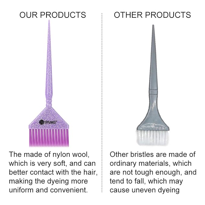 3 Pieces Hair Color Brush Kit, Balayage Tint Brush, Soft Bristles- Hair Dyeing Brushes, for Salon Hairdresser (Purple)