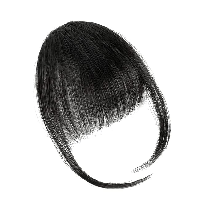 BOGSEA Clip in Bangs 100% Human Hair Bangs with Temples Bangs Hairpieces for Women Clip in Fake Bangs for Daily Wear (Natural Black, French Bangs)