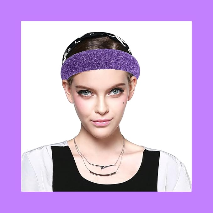Purple Sparkle Glitter Headband - Wide, Comfortable, High Elasticity - Perfect for Women's Fashion Accessories