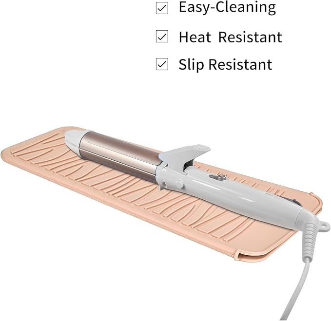 Silicone Heat Resistant Travel Mat Pouch for Hair Straightener, Crimping Iron, Curling Wand, Flat Iron, and Styling Tools