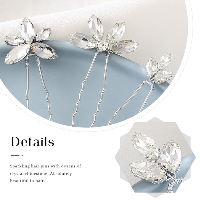 Rhinestone Wedding Hair Pins Decorative Bridal Hair Accessories Crystal Hair Clips for Women