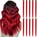 Red Hair Extensions Clip in, 22 Inch 10 Pieces Long Straight Colored, for Women Kids Girls Highlight Party, Synthetic